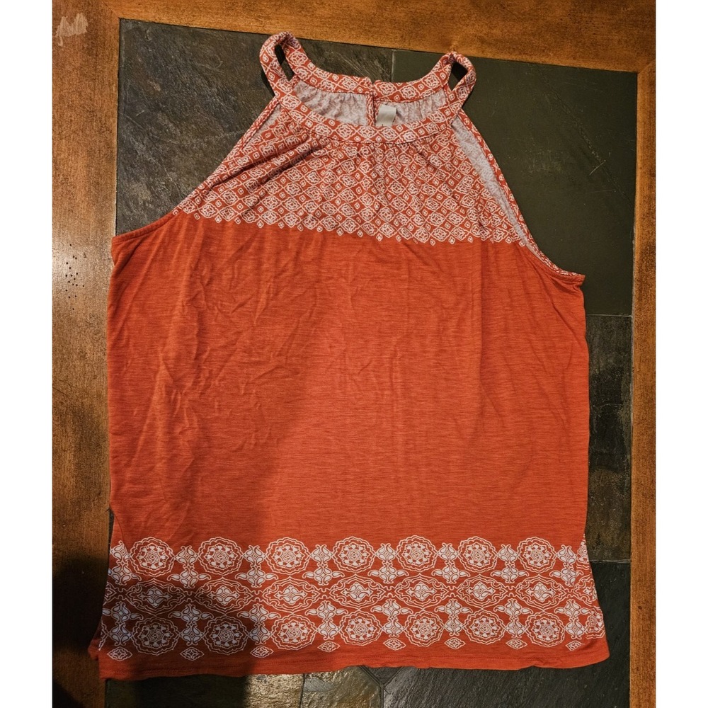 Ann Taylor Loft Women Orange Sleeveless Blouse Sz M Boho